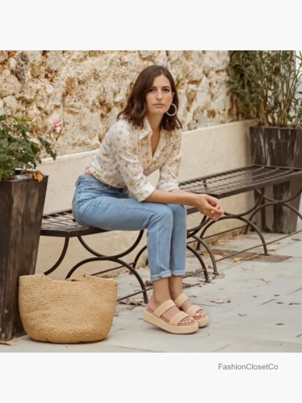 Platform Wedge Espadrille Sandals Raffia Casual Summer Shoes